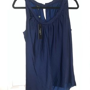 Talbots Navy Rolled sleeveless Top NWT